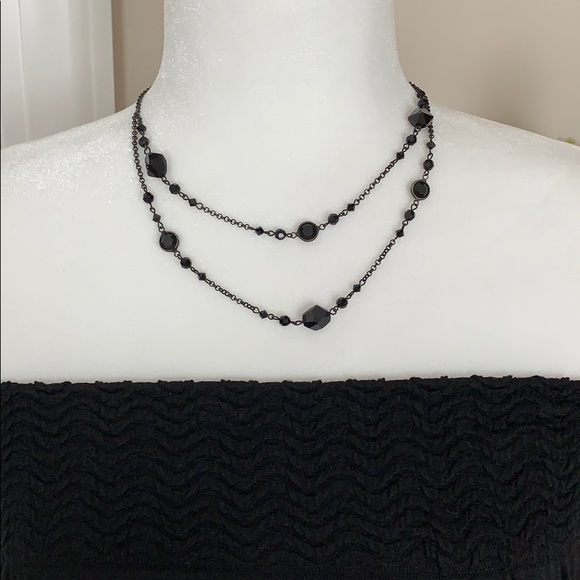 Jewelry - BLACK BEAD TWO-TIER NECKLACE WITH EXTENDER